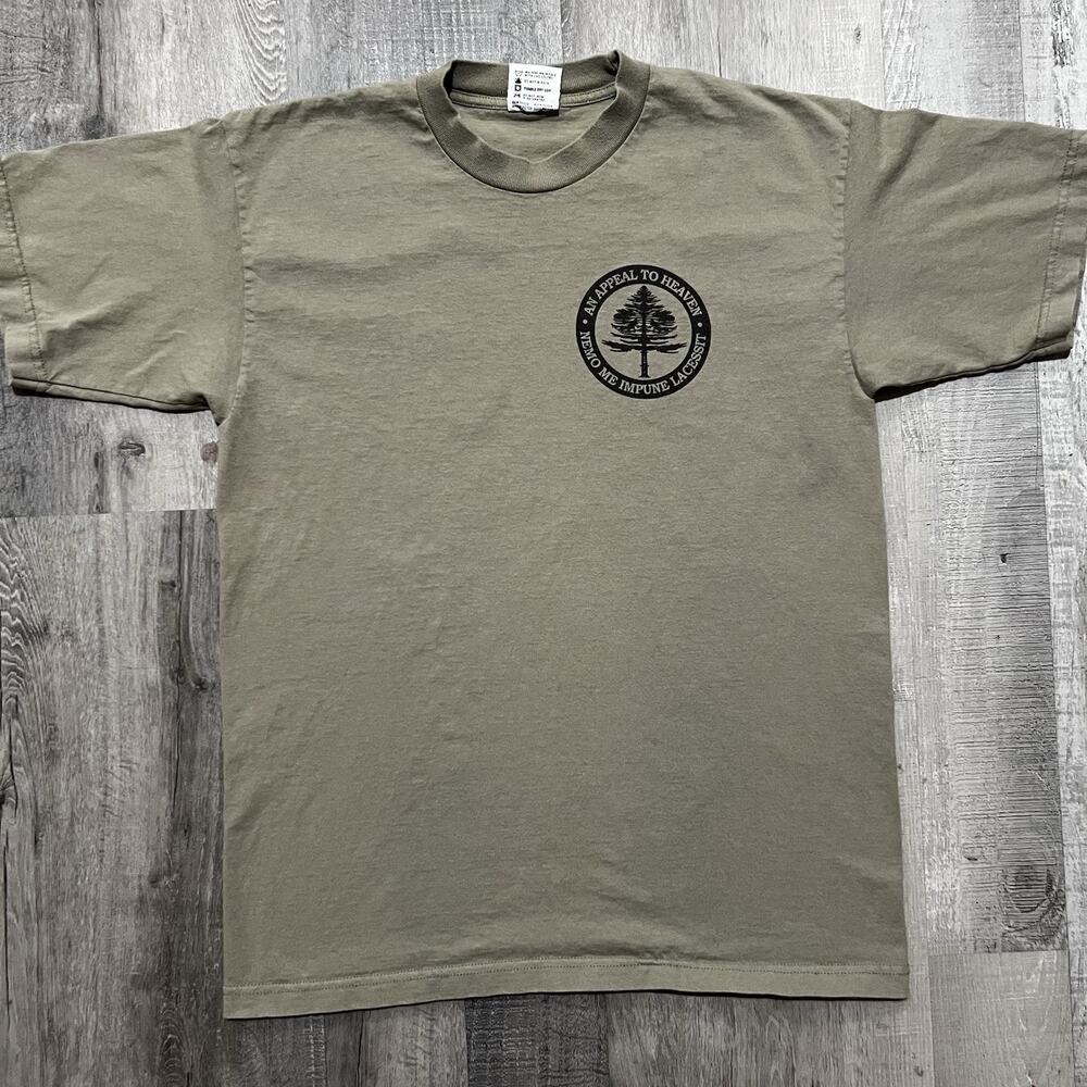 VTG An Appeal To Heaven Gadsden Flag Khaki Green Military T Shirt Size Large USA